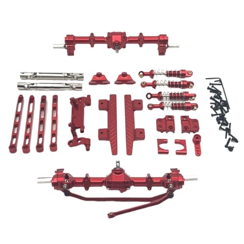 CXDOUDSW 1/12 RC -Auto -Upgrade -Teile Mn82 Metall Portal Achse Chassis Link Stange Pull Stab Mount Stoßdämpfer Seitenpedal kompatibel mit 1 12 -Skala -RC -Crawler(Red) von CXDOUDSW