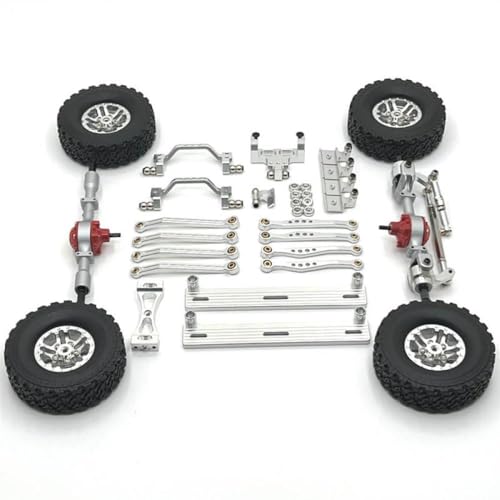 CXDOUDSW 1/16 RC-Auto-Upgrade-Teile C64 C64-1 Metallachse-Chassis-Linkstange Pull-Stange-Montag-Pedal-Reifen-Reifen-Set kompatibel mit 1/16 RC-Modellen Skala-Skala(Black) von CXDOUDSW
