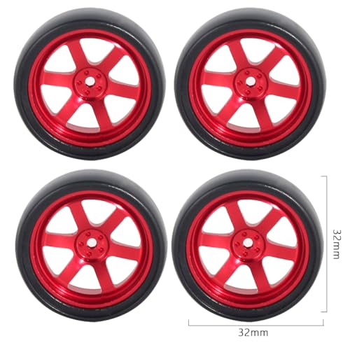 CXDOUDSW 1 18 Skala 32 mm Metall RC -Drift -Reifenrad -Hardreifen für 1 18 RC -Auto -Upgrade -Teile, die mit AE86 A86 LD1801 LD1802 LD1803 LD1804 A01 A02 Modelle kompatibel sind(JSLG-RC) von CXDOUDSW