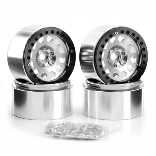 CXDOUDSW 2,2 Zoll Metall Beadlock Wheel Wheel Hub 4 Teile für 1 10 Skala RC Crawler Car kompatibel mit Wraith RR10 RBX10 und ähnlichen Modellen(Silver) von CXDOUDSW