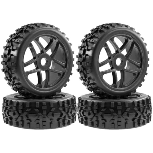 CXDOUDSW 4 Stücke 115 mm 1/8 RC Offroad Buggy Auto Wheel Tire Set mit 17-mm-Hex-Hub-Kompatibil(Black) von CXDOUDSW