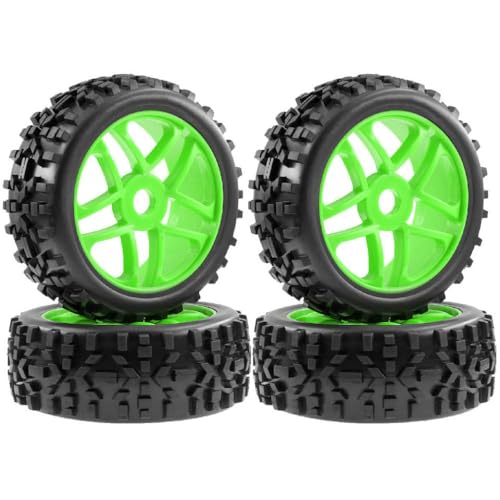 CXDOUDSW 4 Stücke 115 mm 1/8 RC Offroad Buggy Auto Wheel Tire Set mit 17-mm-Hex-Hub-Kompatibil(Green) von CXDOUDSW