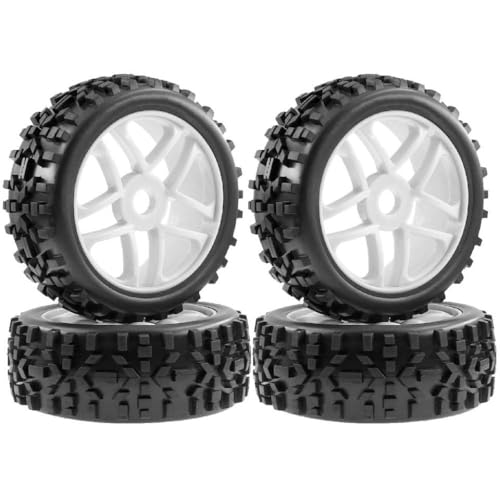 CXDOUDSW 4 Stücke 115 mm 1/8 RC Offroad Buggy Auto Wheel Tire Set mit 17-mm-Hex-Hub-Kompatibil(White) von CXDOUDSW