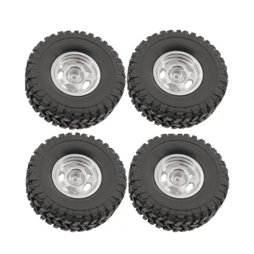 CXDOUDSW 4PCS 67 mm Weiche Reifen Metallrad Rim RC-Auto-Upgrade-Teile Zubehör kompatibel mit C14 C24 C54 C64-1 B14 B24 Mn98 Mn99s Modelle(1 Set Silver) von CXDOUDSW