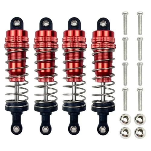 CXDOUDSW 4PCS Metallöl -Stoßdämpfer Dämpfer für 144001 144002 144010 124007 124008 124016 124017 124018 1240190 RC -Auto -Upgrade -Teile mit 1/12 1/10 Modelle mit 1/10 Skala -Modellen kompatibel(Red) von CXDOUDSW