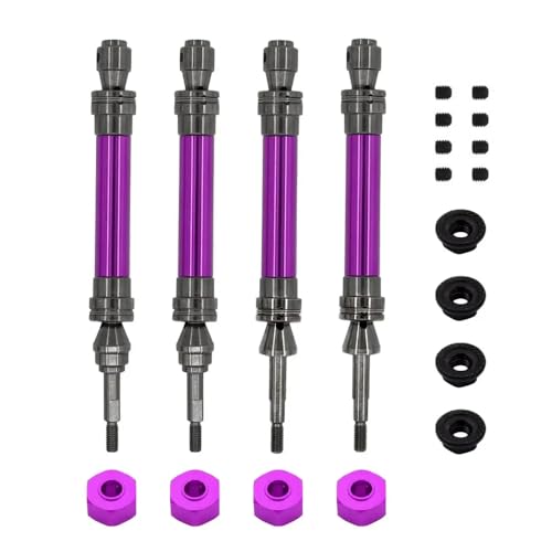 CXDOUDSW 4pcs Stahlantriebswelle vorne und hinterher kompatibel mit 1 10 -Skala 4x4 RC -Autos wie Hoss VXL Upgrade Ersatzteile(Purple) von CXDOUDSW
