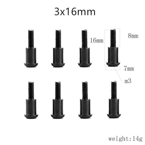 CXDOUDSW 8pcs Stoßdämpferschraube 3x16mm 3x19mm kompatibel mit 1 10 Skala 4x4 2WD -RC -Fahrzeuge ähnlich wie VXL HQ727 9EMU Upgrade -Teile(8pcs 3x16mm) von CXDOUDSW