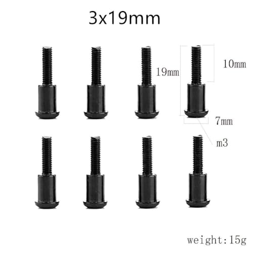 CXDOUDSW 8pcs Stoßdämpferschraube 3x16mm 3x19mm kompatibel mit 1 10 Skala 4x4 2WD -RC -Fahrzeuge ähnlich wie VXL HQ727 9EMU Upgrade -Teile(8pcs 3x19mm) von CXDOUDSW