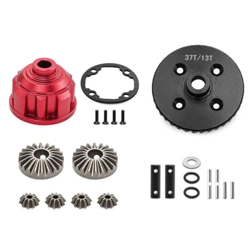 CXDOUDSW Metalldifferentialgetriebe 37T 13T Complete Set kompatibel mit 1 8 Skala und 1 10 Skala RC Trucks Auto -Upgrade -Teile und Zubehör(Red) von CXDOUDSW