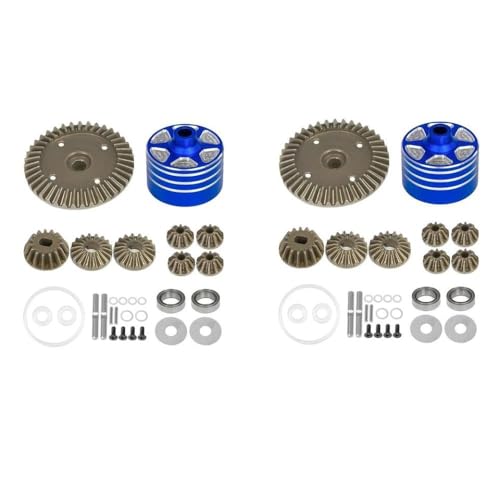 CXDOUDSW Metalldifferentialkoffer und Zahnradsatz 22049 39T kompatibel mit TT02 TT02B XV02 TT-02 Typ-S 1 10 Skala RC-Auto-Upgrade und Zubehör(2 Set Gear and Case) von CXDOUDSW