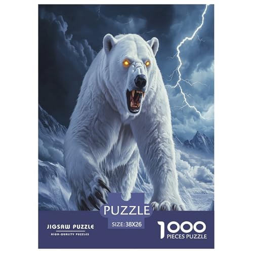 Eisbär Puzzle 1000 Teile Schwer Puzzle Spielzeug Lernspiel Impossible Herausforderungsspielzeug Für Erwachsene Kinder 38x26cm/1000pcs von CXKSOEACN