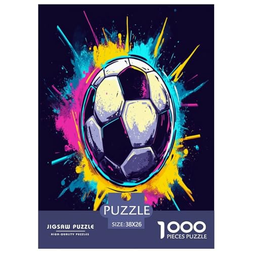 Fußball Puzzle 1000-teilige Schwer Puzzle Spielzeug Pädagogisches Spiel Impossible Herausforderungsspielzeug Für Erwachsene Kinder 38x26cm/1000pcs von CXKSOEACN