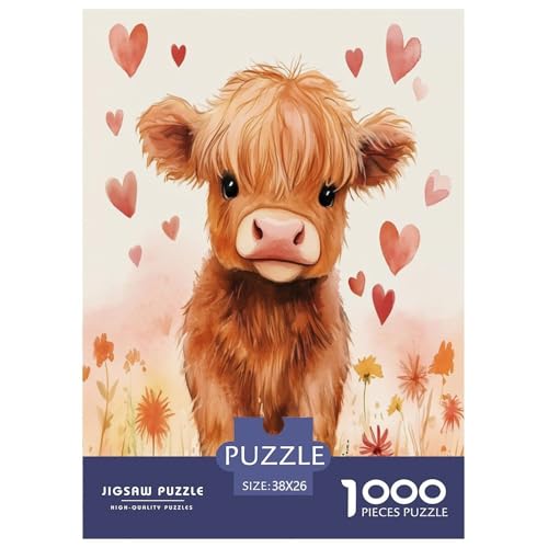 Highland Kuh Puzzles 1000 Teile Schwer Puzzle Spielzeug Pädagogisches Spiel Impossible Herausforderungsspielzeug Für Erwachsene Kinder 38x26cm/1000pcs von CXKSOEACN