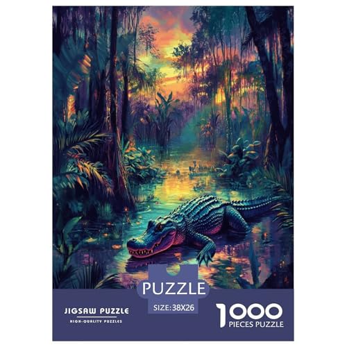 Krokodil Puzzle 1000 Teile Schwer Puzzle Spielzeug Pädagogisches Spiel Impossible Herausforderungsspielzeug Für Erwachsene Und Kinder in Bewährter 38x26cm/1000pcs von CXKSOEACN