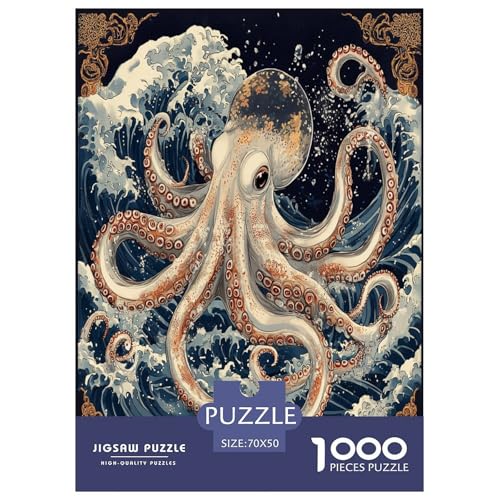 Octopus Puzzle 1000-teilige Schwer Puzzle Spielzeug Lernspiel Impossible Herausforderungsspielzeug Für Erwachsene Kinder 70x50cm/1000pcs von CXKSOEACN