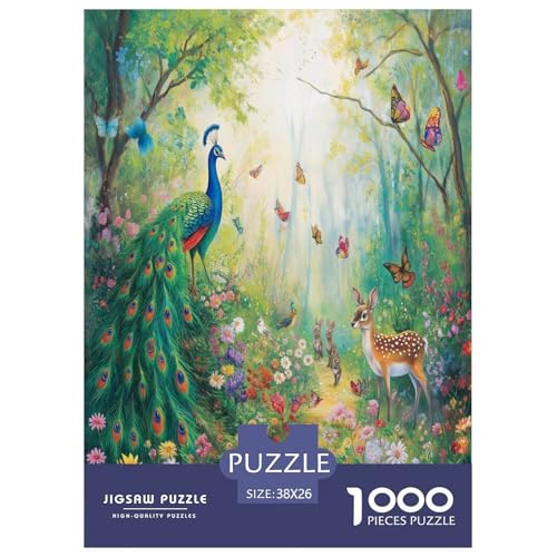 Pfauen Puzzle 1000-teilige Schwer Puzzle Spielzeug Lernspiel Impossible Herausforderungsspielzeug Für Erwachsene Kinder 38x26cm/1000pcs von CXKSOEACN