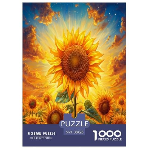 Sonnenblumen Puzzle 1000 Teile Schwer Puzzle Spielzeug Lernspiel Impossible Herausforderungsspielzeug Für Erwachsene Kinder 38x26cm/1000pcs von CXKSOEACN