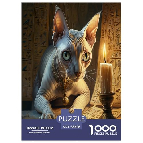 Sphinx Katze Puzzle 1000-teilige Schwer Puzzle Spielzeug Pädagogisches Spiel Impossible Herausforderungsspielzeug Für Erwachsene Kinder 38x26cm/1000pcs von CXKSOEACN