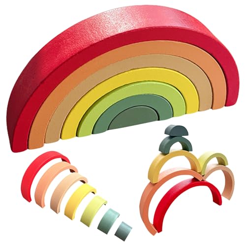 CXNXFD Regenbogen Holz Spielzeug,Holz Vorschule Stapeln Spielzeug,Regenbogen Holzspielzeug 7 Teiliger Bogen für Kinder von CXNXFD