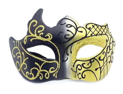 CXNXFD Venezianische Maske,Maske Venezianischen Cosplay,Maskerade Maske für Herren Damen Halloween Weihnachten Karneval Kostüm Zubehör Schwarz-Gold CXNXFD Venezianische Maske,Maske Venezianischen Cosplay,Maskerade Maske für Herren Damen Halloween Weihnachten Karneval Kostüm Zubehör Schwarz-Gold von CXNXFD
