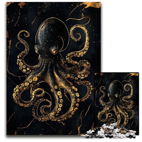 1000teiliges Puzzle Abstrakter Oktopus aus Holz Kintsugi perfekt für Teenager und Sammler ideale Heimdekoration und Reisegeschenk 1000 Teile (38 x 26 cm) von CXUOSADIP