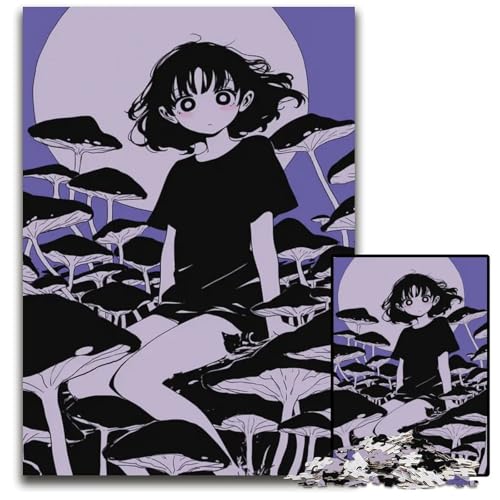 1000teiliges Puzzle AnimeMädchen im Pilzwald Puzzle für Erwachsene für Teenager Familienspaß DIYDenkspiel Geschenk 1000 Teile (75 x 50 cm) von CXUOSADIP