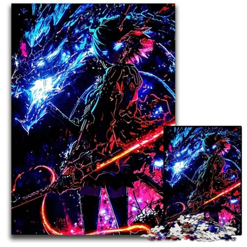 1000teiliges Puzzle AnimeMädchen mit Schwertern unmögliche Puzzles für Erwachsene für Heimdekoration Gehirntraining 1000 PCS (38 x 26 cm) von CXUOSADIP