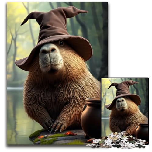 1000teiliges Puzzle Capybara Wizard Papierpuzzle für Erwachsene Geburtstagsgeschenkidee Herausforderndes Denkspiel 1000 Teile (38 x 26 cm) von CXUOSADIP