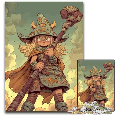 1000teiliges Puzzle CartoonMagierin Papierpuzzle für Erwachsene Geburtstagsgeschenkidee anspruchsvolles Denkspiel 1000 Teile (38 x 26 cm) von CXUOSADIP