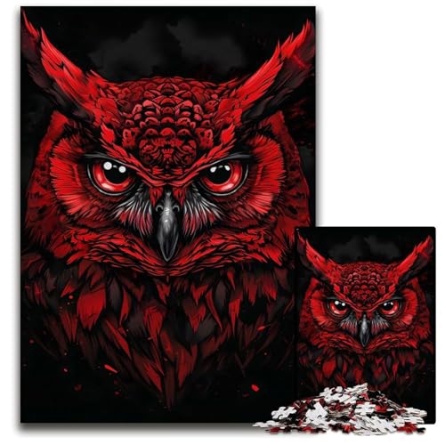1000teiliges Puzzle EIN Blick der roten Eulen anspruchsvolle Puzzles anspruchsvolle Denksportaufgabe für Teenager unterhaltsames interaktives Spiel für die ganze Familie 1000 Teile (75 x 50 cm) von CXUOSADIP