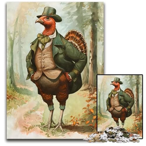 1000teiliges Puzzle EIN Truthahn als Jäger unmögliches Puzzle für Erwachsene Spaß am Familienspielabend DIYDekorationskunstwerk 1000 Teile (75 x 50 cm) von CXUOSADIP