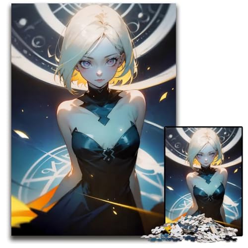 1000teiliges Puzzle Eine Frau in einem schwarzen Kleid Holzpuzzle perfekt für Teenager und Sammler ideale Heimdekoration und Reisegeschenk 1000 Teile (38 x 26 cm) von CXUOSADIP