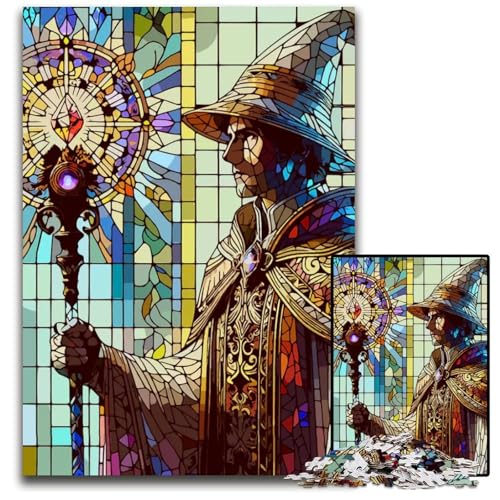 1000teiliges Puzzle GlasmalereiZauberer Papierpuzzle für Erwachsene Geburtstagsgeschenkidee anspruchsvolles Denkspiel 1000 Teile (38 x 26 cm) von CXUOSADIP