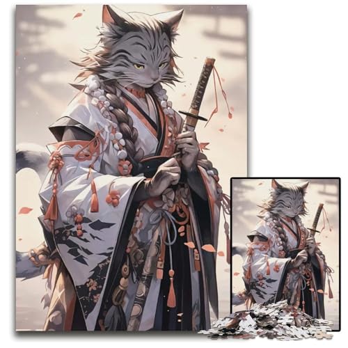 1000teiliges Puzzle KatzenKimono Japan unmögliches Puzzle für Erwachsene Denksportaufgabe interaktives Familienspiel geeignet für Kinder ab 14 Jahren 1000 Teile (75 x 50 cm) von CXUOSADIP
