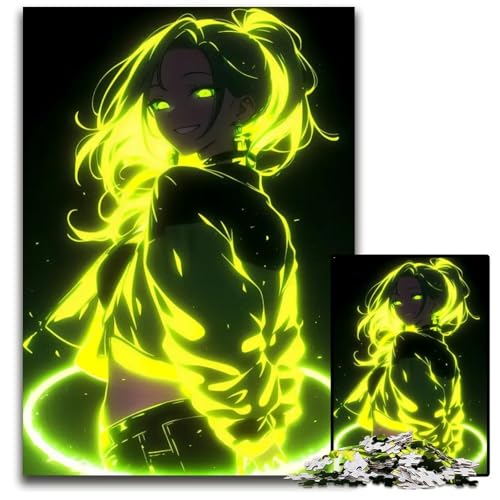 1000teiliges Puzzle NeonAnimeMädchen unmögliche Puzzles für Erwachsene Denksportaufgabe interaktives Familienspiel geeignet für Kinder ab 14 Jahren 1000 Teile (38 x 26 cm) von CXUOSADIP