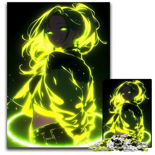 1000teiliges Puzzle NeonAnimeMädchen unmögliche Puzzles für Erwachsene für Heimdekoration Gehirntraining 1000 Teile (75 x 50 cm) von CXUOSADIP