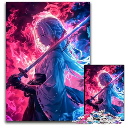 1000teiliges Puzzle NeonSamuraiAnimeMädchen unmögliche Puzzles für Erwachsene für Heimdekoration Gehirntraining 1000 PCS (75 x 50 cm) von CXUOSADIP