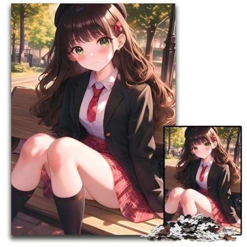 1000teiliges Puzzle Schulmädchen in einem Park unmögliche Puzzles für Erwachsene zur Heimdekoration Gehirntraining 1000 Teile (75 x 50 cm) von CXUOSADIP
