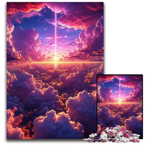 1000teiliges Puzzle Sonnenuntergang über den Wolken unmögliche Puzzles für Erwachsene Denksportaufgabe interaktives Familienspiel geeignet für Kinder ab 14 Jahren 1000 Teile (75 x 50 cm) von CXUOSADIP