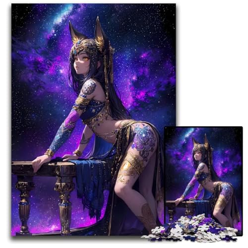 1000teiliges Puzzle Sternennacht Bastet unmögliches Puzzle für Erwachsene Denksportspiel interaktives Familienspiel geeignet für Kinder ab 14 Jahren 1000 Teile (38 x 26 cm) von CXUOSADIP