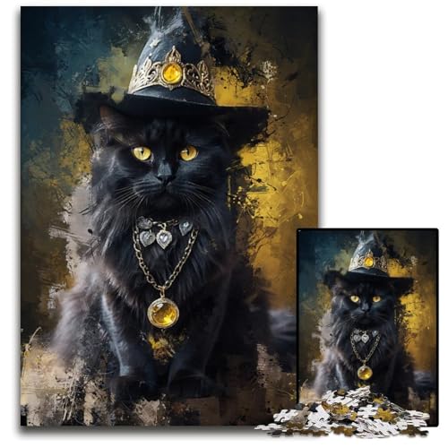 1000teiliges Puzzle Zaubererkatze anspruchsvolle Rätsel anspruchsvolles Denkspiel für Teenager unterhaltsames Familienspiel interaktives Spiel 1000 Teile (38 x 26 cm) von CXUOSADIP