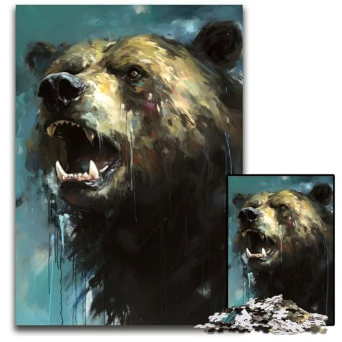 1000teiliges Puzzle abstraktes Bärengemälde 14 schwierige Puzzles für Erwachsene Geburtstage und Feiertage 1000 PCS (75 x 50 cm) von CXUOSADIP