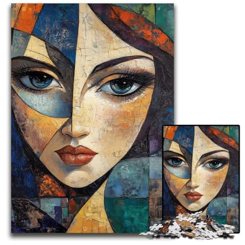 1000teiliges Puzzle abstraktes Frauenporträt Holzpuzzle perfekt für Teenager und Sammler ideale Heimdekoration und Reisegeschenk 1000 Teile (75 x 50 cm) von CXUOSADIP