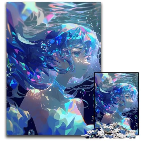 1000teiliges Puzzle blaues AnimeMädchen unmögliche Puzzles für Erwachsene Denksportaufgabe interaktives Familienspiel geeignet für Kinder ab 14 Jahren 1000 Teile (38 x 26 cm) von CXUOSADIP