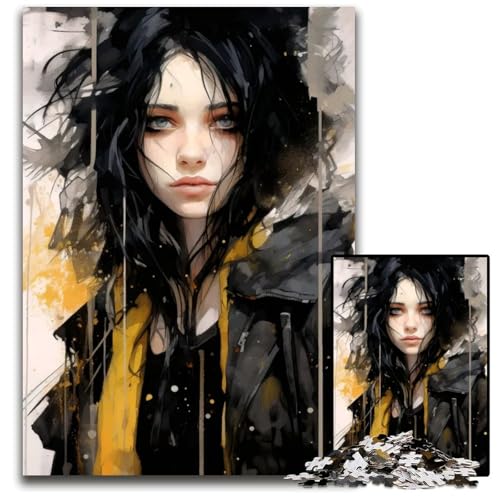 1000teiliges Puzzle digitales Kunstporträt Einer Frau Holzpuzzle für Erwachsene Geburtstagsgeschenkidee anspruchsvolles Denkspiel 1000 Teile (75 x 50 cm) von CXUOSADIP