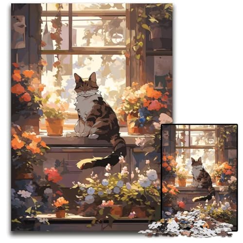 1000teiliges Puzzle für Erwachsene AnimeFlorist schlafende Katze Holzpuzzle für Erwachsene kreatives Familienspiel Heimdekoration Teenager 1000 PCS (38 x 26 cm) von CXUOSADIP