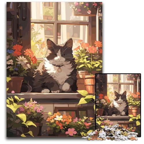 1000teiliges Puzzle für Erwachsene AnimeKatzenFlorist Holzpuzzle für Erwachsene kreatives Familienspiel Heimdekoration Teenager 1000 PCS (75 x 50 cm) von CXUOSADIP