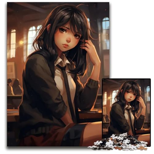 1000teiliges Puzzle für Erwachsene AnimeMädchen im Klassenzimmer Puzzles für Erwachsene Heimaktivität für Feiertage Geburtstage und Familienspieleabende 1000 Teile (75 x 50 cm) von CXUOSADIP