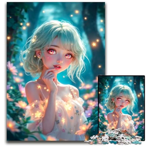 1000teiliges Puzzle für Erwachsene AnimeMädchen im Zauberwald Holzpuzzle für Erwachsene kreatives Familienspiel Heimdekoration Teenager 1000 PCS (75 x 50 cm) von CXUOSADIP
