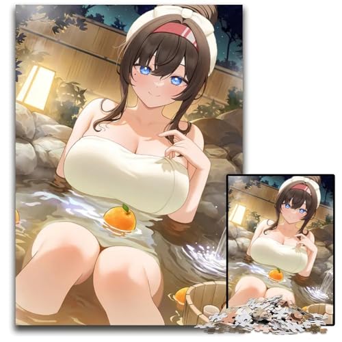 1000teiliges Puzzle für Erwachsene AnimeMädchen in Onsen Holzpuzzle für Erwachsene kreatives Familienspiel Heimdekoration Teenager 1000 PCS (75 x 50 cm) von CXUOSADIP